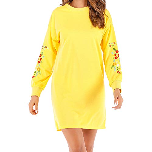 Longra Sudadera Casual Manga Largo De La Camisa De Slim De Cuello Redondo Vestido - Mujer