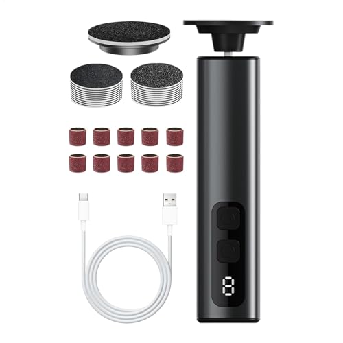 電動フットカルスリムーバー-2-in-1カルスリムーバーフィートペディキュア|サンドペーパーディスクとグラインディングヘッド| 9速度、ひ電動フットファイル| 2-in-1エレクトリックカルスリムーバーフットスクラバー、360度回転、皮膚カルス用のサンドペ