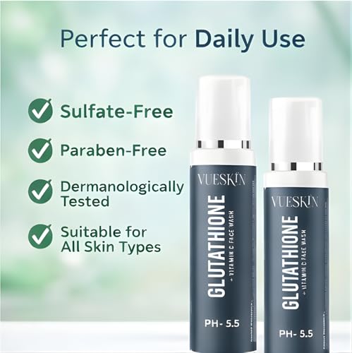 Image of VUESKIN Glutathione & Vitamin C Brightening Face Wash - Gentle Daily Cleanser for Glowing Skin