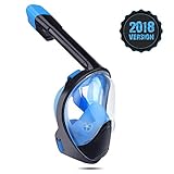 Snorkel Mask 2018 Upgraded Version 180° Panoramic View Easy Breath Full Face Snorkeling Mask with Action Camera Mount Anti-Fog Anti-Leak Snorkel Set for Men and Women with Waterproof Phone Bag