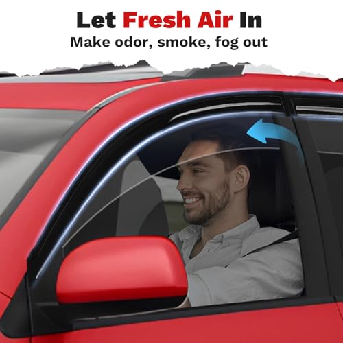 Image of Canvcle RAV4 Rain Guards - Window Visors for Toyota RAV4 2006-2012, Outside-Mount Tape-On Side Window Wind Deflectors for RAV4 Accessories, Vent Visors Shades Rainproof Black 4PCS