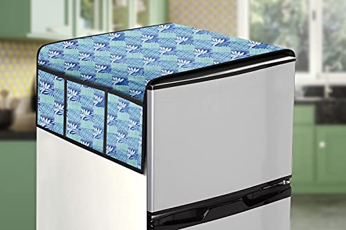 Image of Stylista Refridgerator top Cover Suitable for Samsung RT28C3452CU /HL, 236 Liter Fridge, Dimension (WXD) 65x111 CM, Surface Pattern Blue