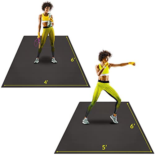 ACTIVEGEAR Large Exercise Mats 6'x4'x7mm and 6'x5'x7mm Bundle | Ultra-Durable Non-Slip Rubber Workout Mat for Home Gym Flooring | Ideal for Cardio, Fitness, Plyo, MMA and Yoga