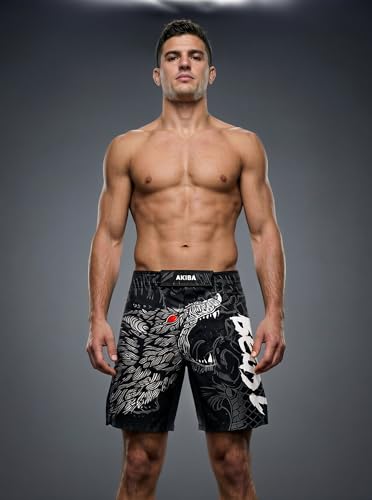 Image of AKIBA Training Shorts for Men & Women - High-Performance Sublimation Printed MMA, Muay Thai, Boxing, and Grappling Shorts | 4-Way Lycra, Regular Rise, Machine Washable