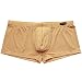 FEESHOW Men's Silky Boxer Briefs Shorts Bugle Pouch Underwear X-Large Nude