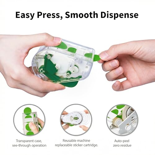 Image of 300 PCS of 1-inch Green Dot Stickers with Sticker Dispenser, Round Coding Labels Circle Dots Labels Stickers for Office, Classroom,Small Business,Papers
