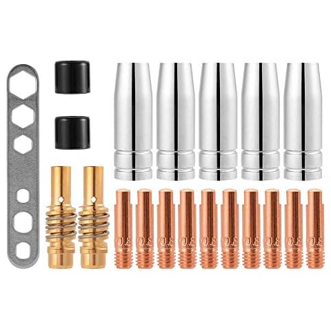 CESFONJER 20 piezas Boquillas Puntas de contacto Soportes Soldador MIG Accesorio consumible Cover