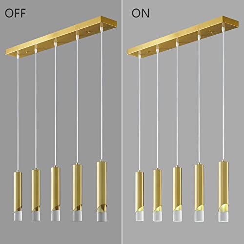 Liangmh 5 Light Gold Pendant Lighting Modern Pendant Light, Mini Acrylic Chandeliers,Adjustable Pendant Light Fixture For Kitchen Island Dinning Room #TOP3