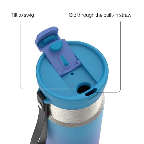 Image of Contigo DualSip 16 oz Compact Stainless Steel Vacuum-Insulated Water Bottle with 2-in-1 Leakproof Lid (Straw or Spout), BPA-Free & Lead-Free, Dishwasher Safe