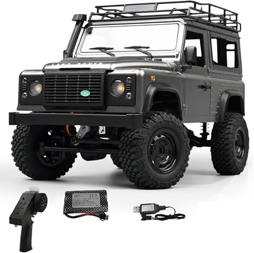 Uzaktan Kumandalı Araba — MN99S V2 1/12 Land Rover Defender 4WD RC Model Crawler Offroad Truck Rtr Lisanslı Gümüş+Dahili Işık Seti MN-99S V2
