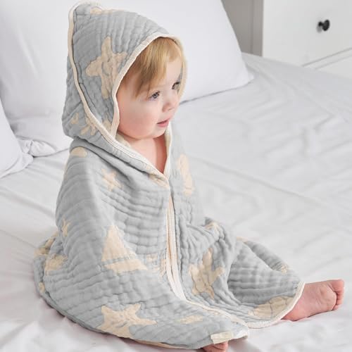 Image of HardNok Ultra-Soft Muslin Baby Hooded Towel - 32 x 32 Inches, Ideal for Bath & Beach, Suitable for Both Boys & Girls from Newborns to Toddlers