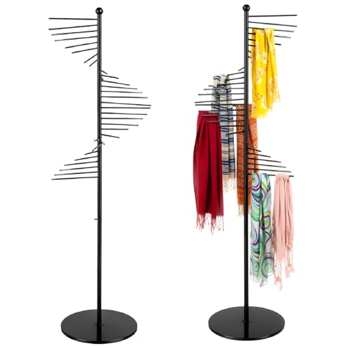 Sizcdiomk Spiral Scarf Display Stand, Freestanding Hijab Organizer with Multiple Rods, Metal Scarf Rack for Clothing Store Home, Black
