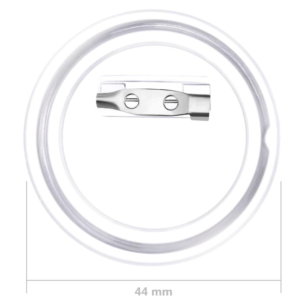 Button-Set mit Anstecknadel 100 Stück Acryl 44 mm transparent für Basteln, Schulprojekte, Geschenk, Brosche, Pin, Abzeichen, Schmuck, Accessoire, Dekoration, Kleidung