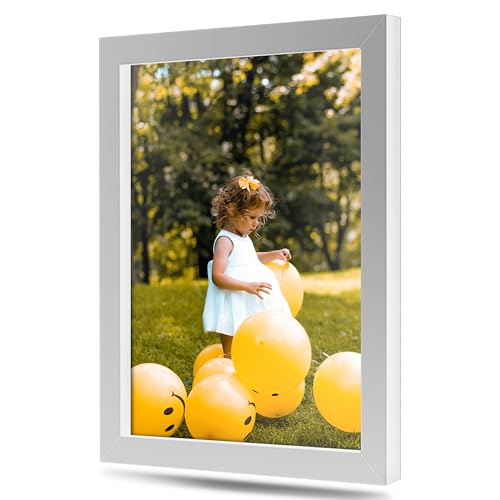 M Modern Memory Design 11x16 White Picture Frame Real Glass | Wall Hanging | 16x11 Family Photo Portrait Poster Documents Artwork