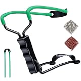 AHOSOUTLY Adult Wrist Slingshot Set, Sturdy Metal Frame with Extra Rubber Bands & Steel/Clay Ammo...