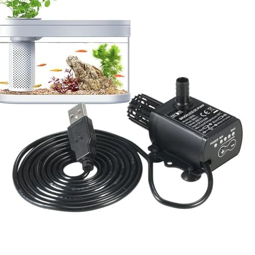 Bomba de agua con control de flujo – PC | Bomba de fuente sin escobillas CC 300L/H Caudal IP68 resistente al agua | Bombas de fuente de acuario con filtro para elementos acuáticos e hidroponía