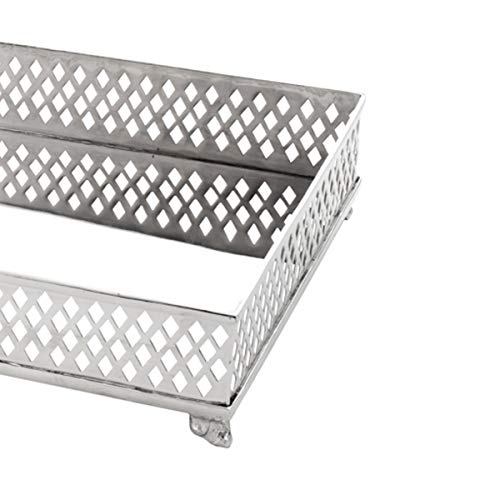 Bandeja Retangular com Pé de Latão Lyor Prata 25x16x4.5Cm