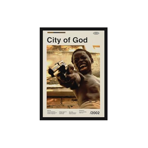 Image of BLINKART City Of God (2002) Movie Poster Frame 8x12 Inch | Premium 300 GSM Paper Wall Print | Mid Century Vintage Film Artwork for Home, Bedroom, Living Room, Office | Framed Photo Decor