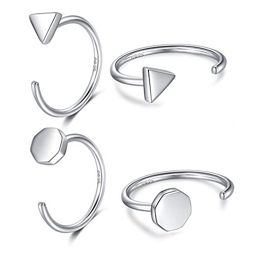 Image of CHIC & ARTSY 925 Sterling Silver Half Hoop Earrings for Women, Small Huggie Hoops Set with Ball Bar Star Moon Cross & Pearl, Lightweight Comfort Fit Everyday & Sleep Earrings