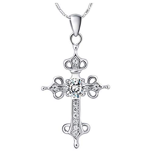 Collier 925 avec pendentif croix micro-serti en argent fin pour une élégance intemporelle