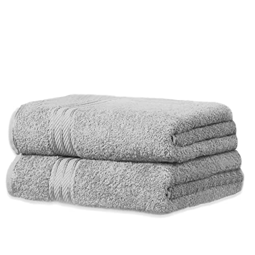Bentley Priory Linens Hand Towels (2 PACK) for Bathroom Supreme Range 500GSM Super Soft Egyptian Collection Pack of 2 Absorbent and Quick Dry Hand Towels Set 50 x 85cm (LIGHT GREY SILVER)