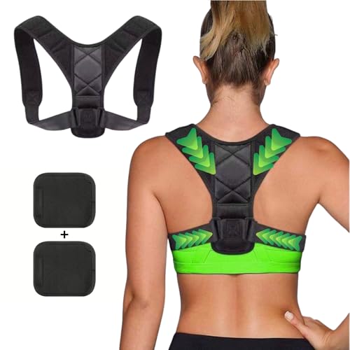 Correcteur de posture réglable pour dos unisexe – Correcteur de dos avec 2 coussinets de protection doux – Soulagement des douleurs dorsales et cervicales