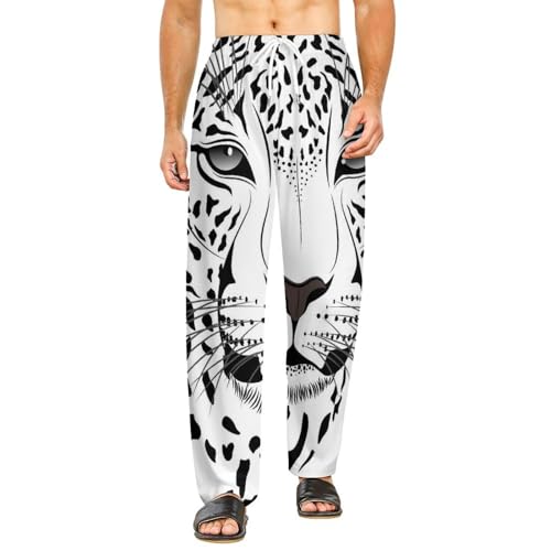 Vêtements de nuit léopard femme long taille S pantalon de détente fluide