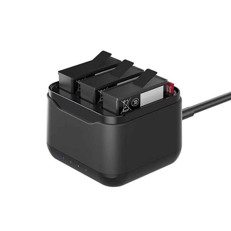 Image of Yantralay 3-Slot Battery Charging Hub for D JI Os mo Action 5 Pro & Os mo 360, Smart Fast Charger Dock with Micro SD Card Storage & LED Charging Indicator