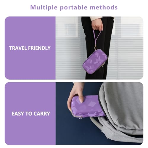 Image of Supmay Hard Carrying Case Compatible with Nintendo DS Lite NDSL, Gameboy Advance Games Storage Holder Travel Bag with Mesh Pocket for USB Charging Cable, Stylus, Earphones, Game Cartridge, Purple