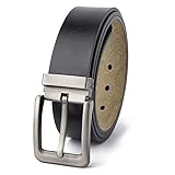 ベルト メンズ 『本革で作られた本物の1本』 ビジネス カジュアル バックル取替可能 長さ調整可能 (ブラック)