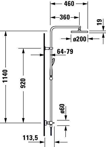 Duravit B24280008010 Sistema Doccia, Cromo
