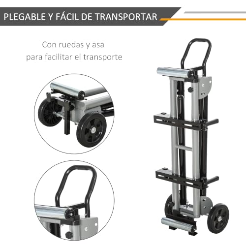 Miniatura 4 de Durhand Soporte Universal Para Sierra Ingletadora Plegable Con Distancia De Trabajo Ajustable Fácil De Transportar Y Almacenar 123,5-245x73x96 Cm Negro