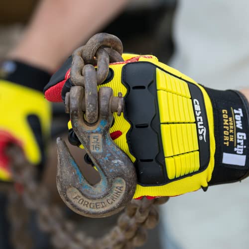 Cestus Tow Grip, Impact Gloves, Kevlar Stitched, Textured Pvc Palm Support, Work Gloves Men, En388 3223 (Large) #TOP3