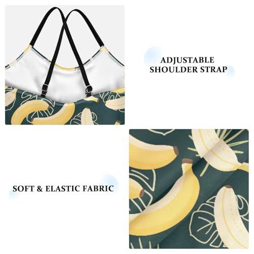 senya Girls Swimsuits One-Piece Swimwear Tie Bathing Suit Beach Summer Round Neck 7-8T Banana Leaf Pattern3