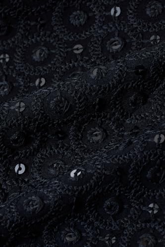 Image of SNITCH Men Casual Shirt | Regular Fit Half Sleeve Cuban Collar Textured Pattern with Embellished Sequins | 100% Viscose & Breathable Fabric for Everyday Wear