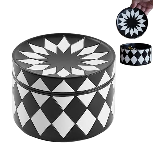 Frfik Joyero moderno de resina – 11,5 x 11,5 x 7,5 cm, caja para collares con tapa | para pendientes, collares, anillos, pequeños objetos, llaves | mujer