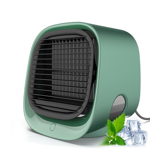 Airabreeze Aire Acondicionado Portátil, Enfriador de Aire con 3 Velocidades y Luz Nocturna Led, Enfriamiento Rápido de Los 90, Ventilador de Enfriamiento Humidificador Para el Hogar, Oficina Green