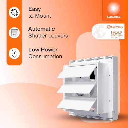 Image of LEDVANCE Exhaust Fan | Suitable for Kitchen, Bathroom & Offices | Silent Operation | Low Power Consumption | Automatic Shutter Louvers | High-Efficiency Motor | 2 Year Warranty (200 mm - 2026)