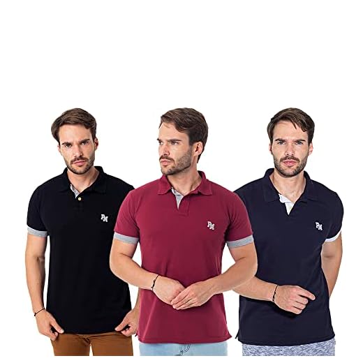 Kit 03 Camisas Polo Piquet Masculina Básica Casual Polo Marine (GG, Preto, azul marinho e vinho)