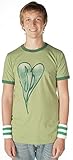 The Smashing Pumpkins Distressed Heart Heather Green Adult T-Shirt Tee (Large)