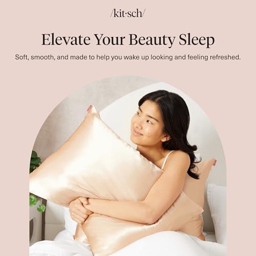 Kitsch Satin Pillowcase with Zipper for Hair & Skin - Softer Than Silk Pillow Cases, Cooling Satin Pillow Case, Wrinkle-Free, Machine Washable - Pillow Cases Standard Size 19x26 - Champagne by Kitsch - Image 9