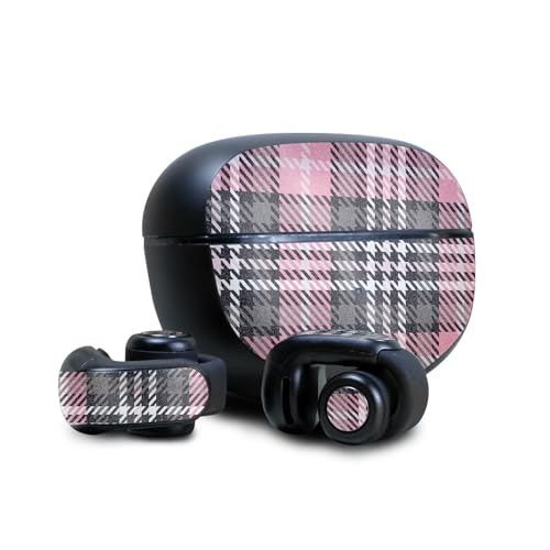 Image of Glossy Glitter Headphone Skin Compatible with Bose Ultra Open Earbuds - Pink Plaid - Premium 3M Vinyl Protective Wrap Decal Cover - Easy to Apply | Crafted in The USA by MightySkins