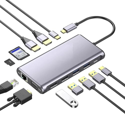 Station d'accueil USB C HUB pour brancher trois écrans en télétravail