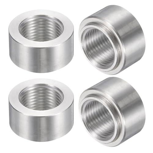 sourcing map 4 raccordi a saldare femmina M16 x 1,5, diametro esterno 2,5 cm. x 1,7 cm di lunghezza in alluminio femmina a saldare su tappo a gradino, colore argento