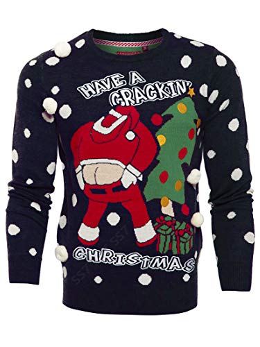 Neuf pour Homme Santa Crackin 3D Pull Noël, Tailles S M l XL - Marine Crackin Santa, Large Cover