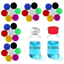 35Pack 5ml Protective Vial Caps 7 Colors for 5ml 10ml 20ml 30ml Glass Vials, Reusable Silicone-Vial Cap Covers, Fit Peptide Case for Fridge by DawnBox Vials are Not Included
