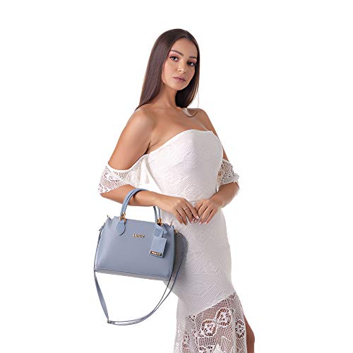 Bolsa Feminina Dhaffy Azul Lorena, Alça de Mão e Transversal cor:azul;tamanho:M