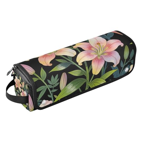 2 in 1 Organizador para Herramientas de Cabello con Alfombrilla Resistentes al Calor Grande para Planchas de Pelo y Secadores, Estuche de Viaje Flor Retro Lily para Mujeres miniatura 1