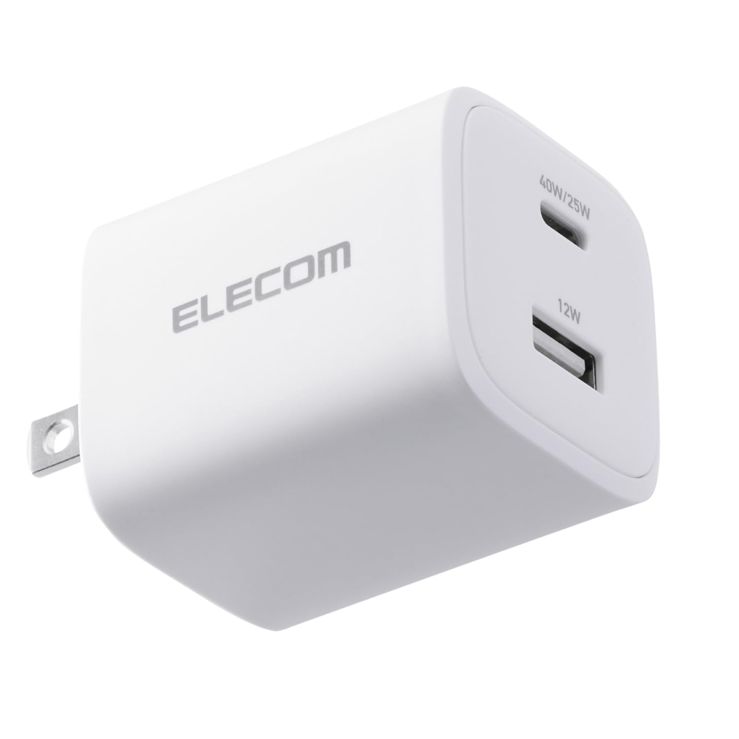 エレコム 充電器 40W 2ポート Type-C USB-A USB PD対応 PPS対応 GaN II採用 折りたたみ式プラグ ホワイト EC-AC10740WH