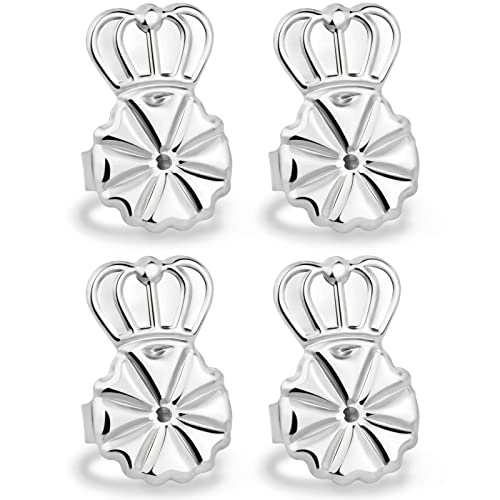 Kmeosch Anti-Droop Earring Backs - Support Backs for Heavy Earrings & Drooping Ears Hypoallergenic Earring Lifters for Stretched Earlobes (Silvery 2 Pair)